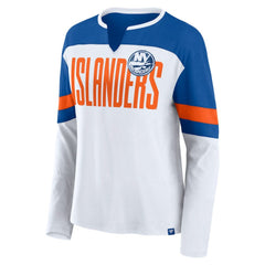 New York Islanders Fanatics Women's Frozen Long Sleeve Notch Neck T-Shirt - NHL T-shirts