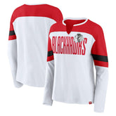 Chicago Blackhawks Fanatics Women's Frozen Long Sleeve Notch Neck T-Shirt - NHL T-shirts