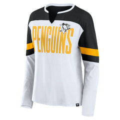 Pittsburgh Penguins Fanatics Women's Frozen Long Sleeve Notch Neck T-Shirt - NHL T-shirts
