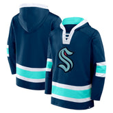 Seattle Kraken Fanatics Inside Line Fleece Pullover Hoodie- Deep Sea Blue - NHL Hoodies