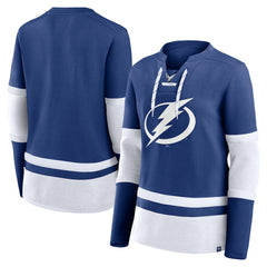 Tampa Bay Lightning Fanatics Women's Prime Time Lace-Up Long Sleeve T-Shirt - NHL T-shirts