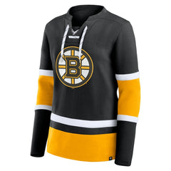 Boston Bruins Fanatics Women's Prime Time Lace-Up Long Sleeve T-Shirt - NHL T-shirts