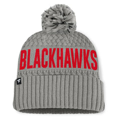 Chicago Blackhawks Fanatics Women's Heritage Tilly Cuffed Knit Hat with Pom - NHL Hats