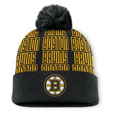 Boston Bruins Fanatics Fundamental Empty Net Cuffed Knit Hat with Pom - NHL Hats