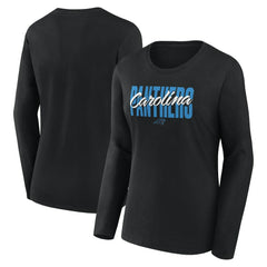 Carolina Panthers Logo Athletic Women's Grip Long Sleeve T-Shirt | NFL Outlet
