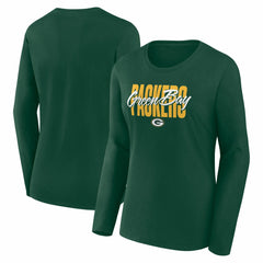 Green Bay Packers Logo Athletic Women's Grip Long Sleeve T-Shirt | NFL Discount