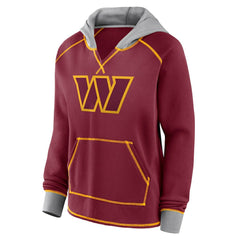 Washington Commanders Logo Athletic Women's Boom Fleece Pullover V-Neck Hoodie | NFL Discount