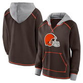 Cleveland Browns Logo Athletic Women's Boom Fleece Pullover V-Neck Hoodie | NFL Outlet