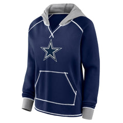 Dallas Cowboys Logo Athletic Women's Boom Fleece Pullover V-Neck Hoodie | NFL New