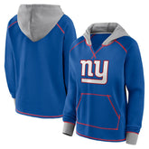 New York Giants Logo Athletic Women's Boom Fleece Pullover V-Neck Hoodie | NFL US
