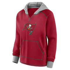Tampa Bay Buccaneers Logo Athletic Women's Boom Fleece Pullover V-Neck Hoodie | NFL Discount