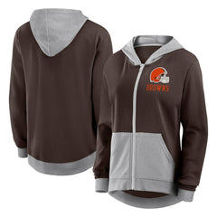 Cleveland Browns Logo Athletic Women's Hit It French Terry Full-Zip Hoodie | NFL Online
