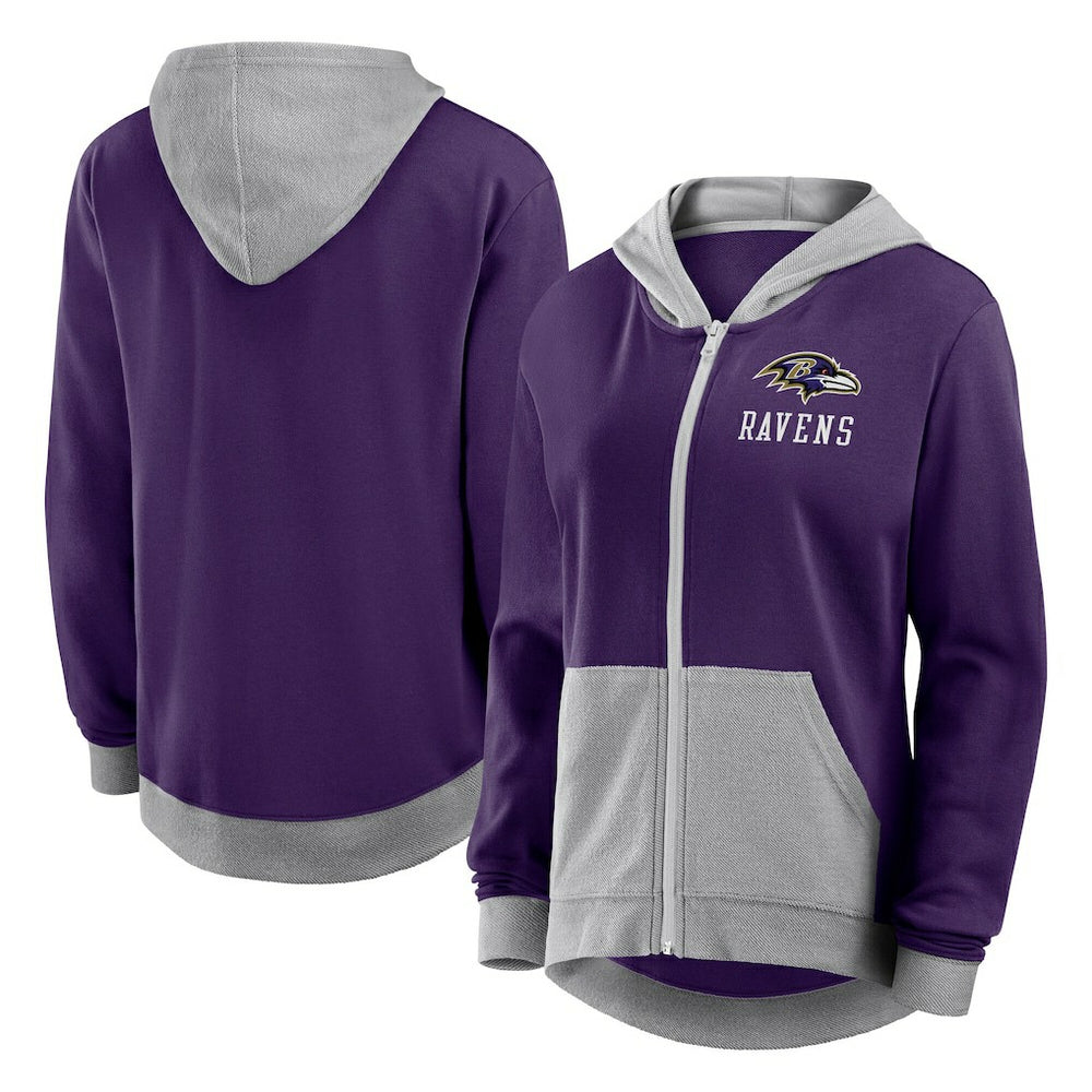 Baltimore Ravens Logo Athletic Women's Hit It French Terry Full-Zip Hoodie | NFL Hot