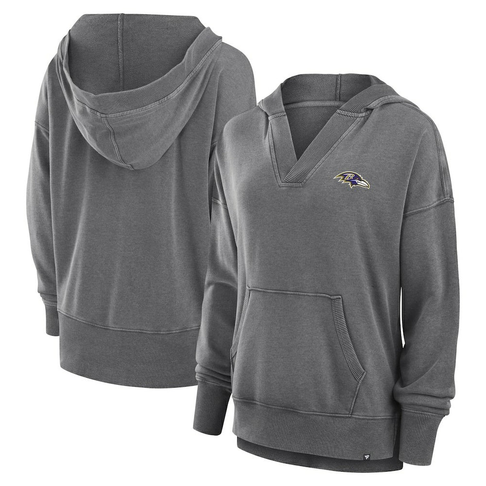 Baltimore Ravens Women's Initiative Snow Wash French Terry V-Neck Pullover Hoodie | NFL Sale