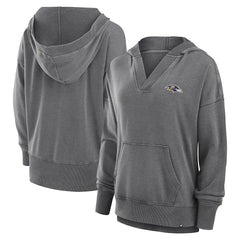Baltimore Ravens Women's Initiative Snow Wash French Terry V-Neck Pullover Hoodie | NFL Sale