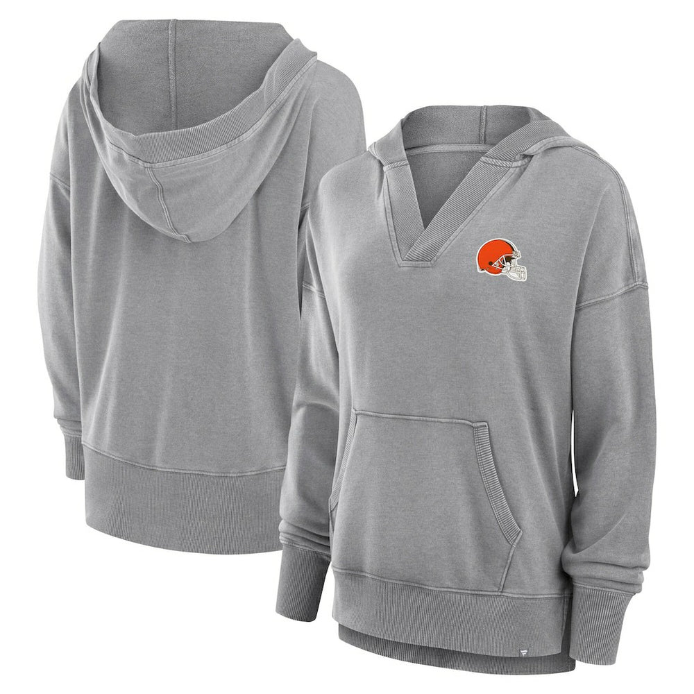 Cleveland Browns Women's Initiative Snow Wash French Terry V-Neck Pullover Hoodie | NFL Hot