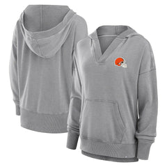 Cleveland Browns Women's Initiative Snow Wash French Terry V-Neck Pullover Hoodie | NFL Hot