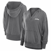 New York Jets Women's Initiative Snow Wash French Terry V-Neck Pullover Hoodie | NFL New