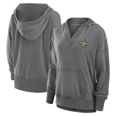 New Orleans Saints Women's Initiative Snow Wash French Terry V-Neck Pullover Hoodie | NFL Outlet