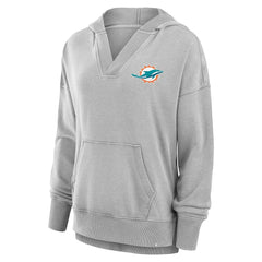 Miami Dolphins Women's Initiative Snow Wash French Terry V-Neck Pullover Hoodie | NFL Sale