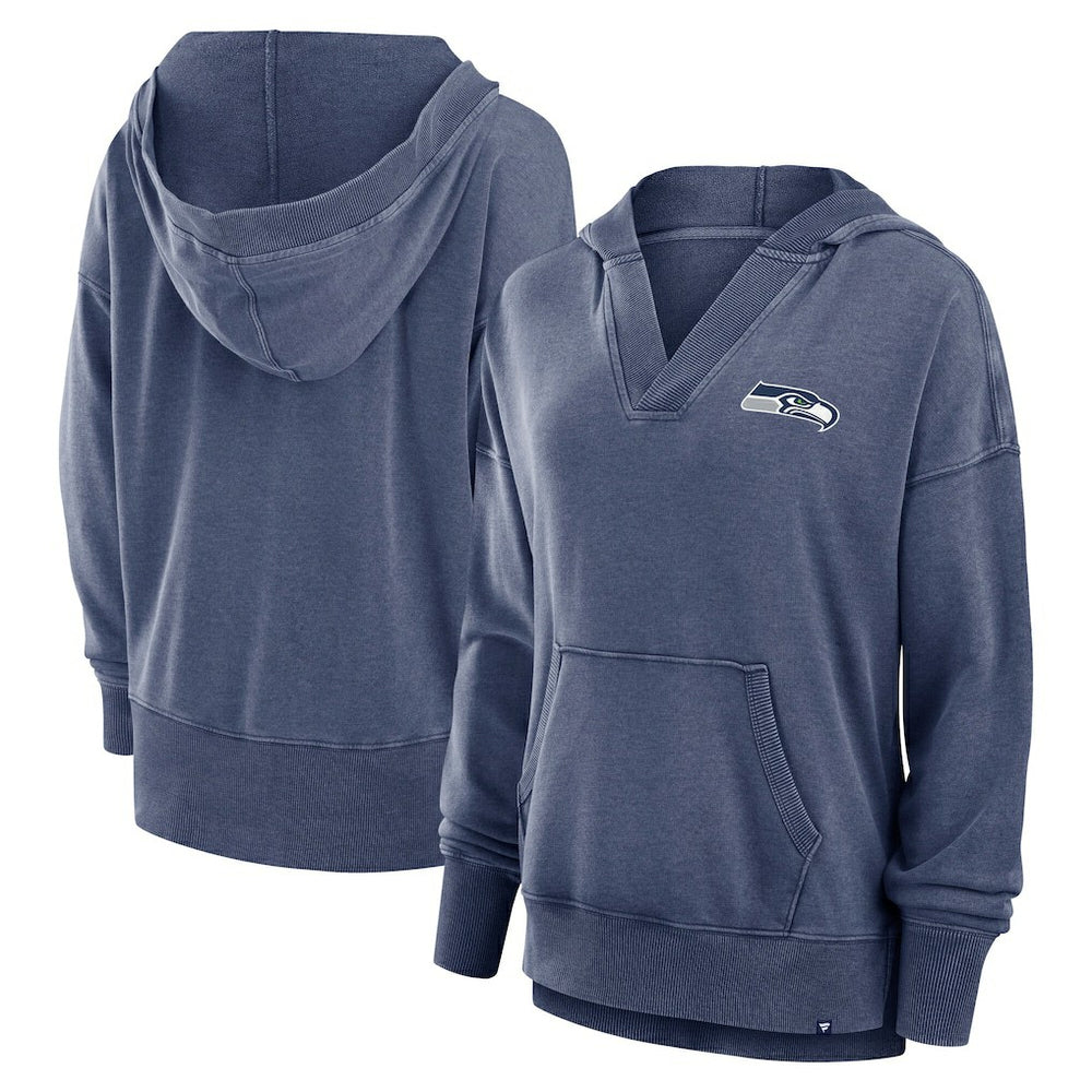 Seattle Seahawks Women's Initiative Snow Wash French Terry V-Neck Pullover Hoodie | NFL Hot