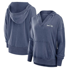 Seattle Seahawks Women's Initiative Snow Wash French Terry V-Neck Pullover Hoodie | NFL Hot