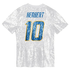 Los Angeles Chargers Justin Herbert Girls Youth Sequin V-Neck Fashion Jersey | NFL New