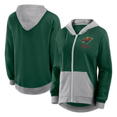 Minnesota Wild Logo Athletic Women's Hit It French Terry Full-Zip Hoodie - NHL Hoodies