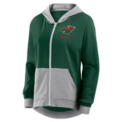 Minnesota Wild Logo Athletic Women's Hit It French Terry Full-Zip Hoodie - NHL Hoodies