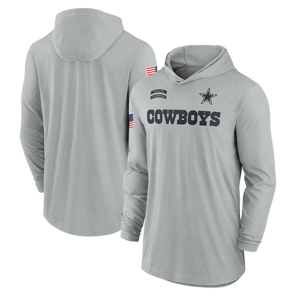 Dallas Cowboys 2024 Salute to Service Lightweight Dri-FIT Long Sleeve Hoodie T-Shirt | NFL Outlet
