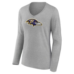 Baltimore Ravens Lamar Jackson Women's Icon Player Name & Number Long Sleeve V-Neck T-Shirt | NFL On sale