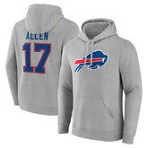 Buffalo Bills Josh Allen Icon Player Name & Number Pullover Hoodie | NFL New