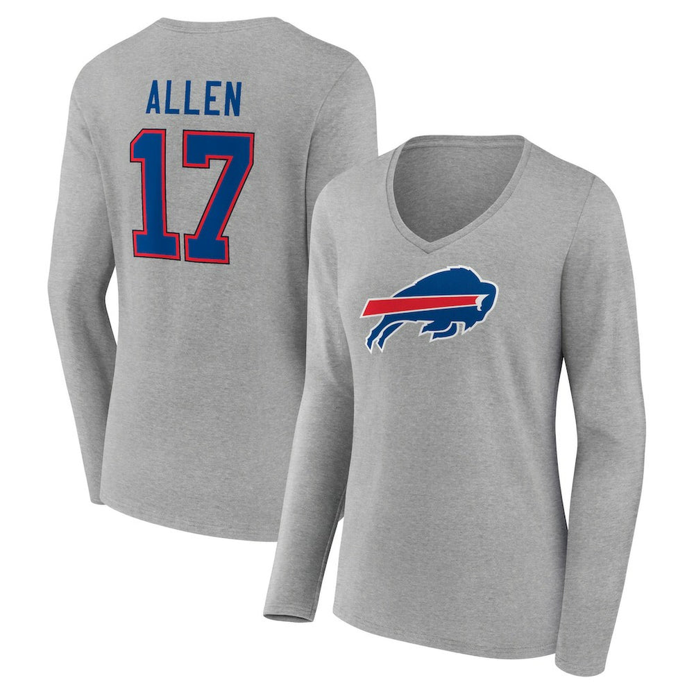 Buffalo Bills Josh Allen Women's Icon Player Name & Number Long Sleeve V-Neck T-Shirt | NFL Near me