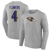 Baltimore Ravens Zay Flowers Icon Player Name & Number Long Sleeve T-Shirt | NFL Hot