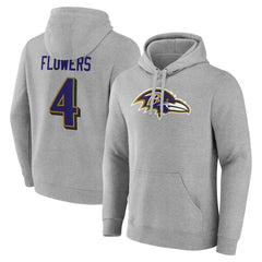 Baltimore Ravens Zay Flowers Icon Player Name & Number Pullover Hoodie | NFL Outlet