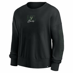 Black Milwaukee Bucks Women's Oversized Game Day Pullover Sweatshirt | NBA