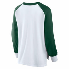 White Milwaukee Bucks Women's Open Lane Waffle Long Sleeve V-Neck T-Shirt | NBA