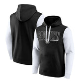 Black Brooklyn Nets Logo Athletic Outline Colorblock Pullover Hoodie | NBA