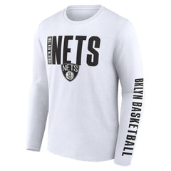 White Brooklyn Nets Logo Athletic Vision Long Sleeve T-Shirt | NBA