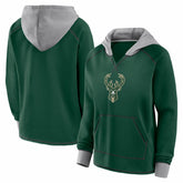 Hunter Green Milwaukee Bucks Logo Athletic Women's Boom Pullover Hoodie | NBA