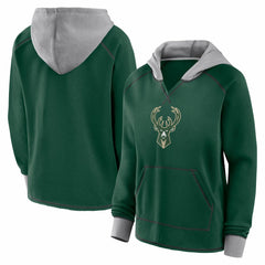 Hunter Green Milwaukee Bucks Logo Athletic Women's Boom Pullover Hoodie | NBA