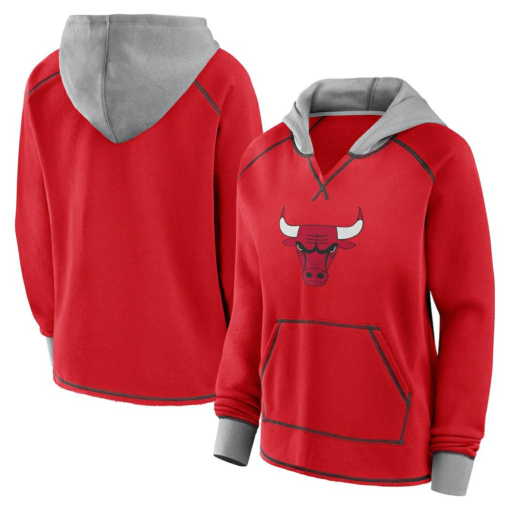 Red Chicago Bulls Logo Athletic Women's Boom Pullover Hoodie | NBA