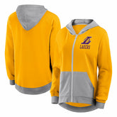 Gold Los Angeles Lakers Logo Athletic Women's Hit It French Terry Full-Zip Hoodie | NBA
