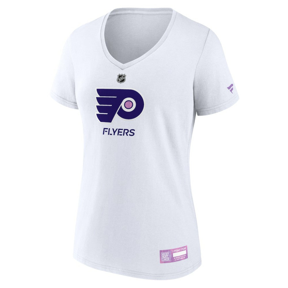 Philadelphia Flyers Fanatics Women's 2024 Hockey Fights Cancer V-Neck T-Shirt - NHL T-shirts