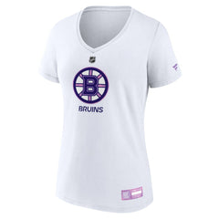Boston Bruins Fanatics Women's 2024 Hockey Fights Cancer V-Neck T-Shirt - NHL T-shirts