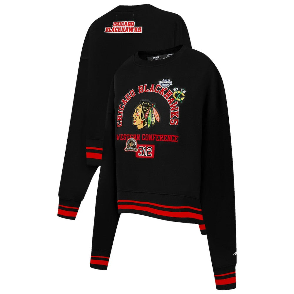 Chicago Blackhawks Pro Standard Women's Area Code Cropped Pullover Sweatshirt - NHL Sweatshirts