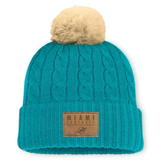 Miami Dolphins Women's Cable Knit Cuffed Hat with Pom | NFL Outlet