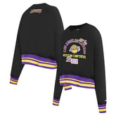 Black Los Angeles Lakers Pro Standard Women's Area Code Cropped Pullover Sweatshirt | NBA