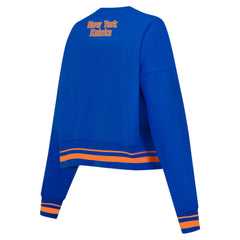 Blue New York Knicks Pro Standard Women's Area Code Cropped Pullover Sweatshirt | NBA