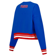 Royal Philadelphia 76ers Pro Standard Women's Area Code Cropped Pullover Sweatshirt | NBA